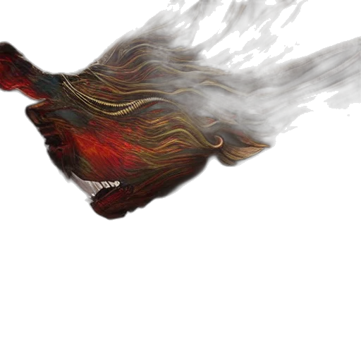 dragon, hair, mask, creature, photorealistic, concept art, 3d render, fantasy art transparent PNG cut-out