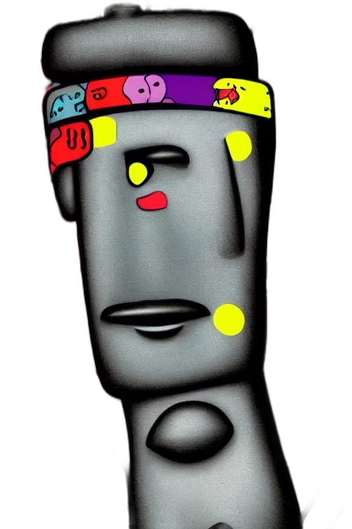 robot, crown, mask, staff, cartoon, vaporwave, concept art, 3d render transparent PNG cut-out