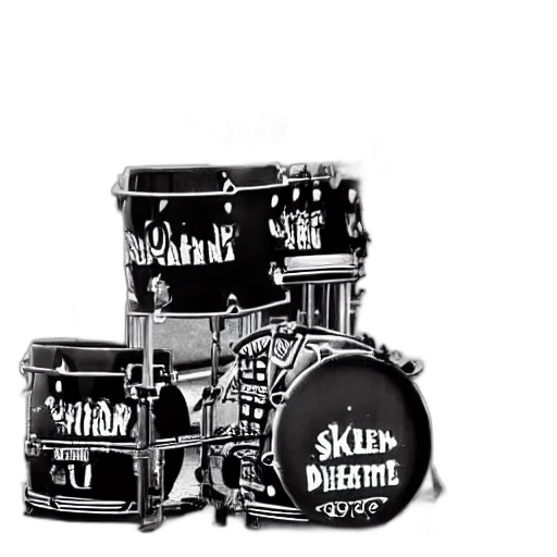concept art, 3d render, skeleton, drummer transparent PNG cut-out