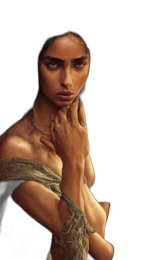jewelry, face, fantasy art, photorealistic transparent PNG cut-out