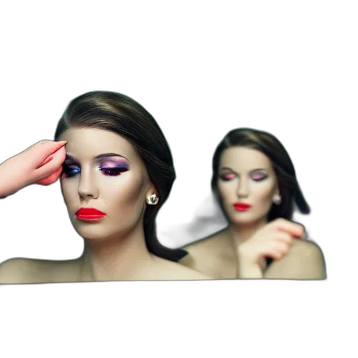 face, 3d render, photorealistic, pixel art, close, young, woman, looking transparent PNG cut-out
