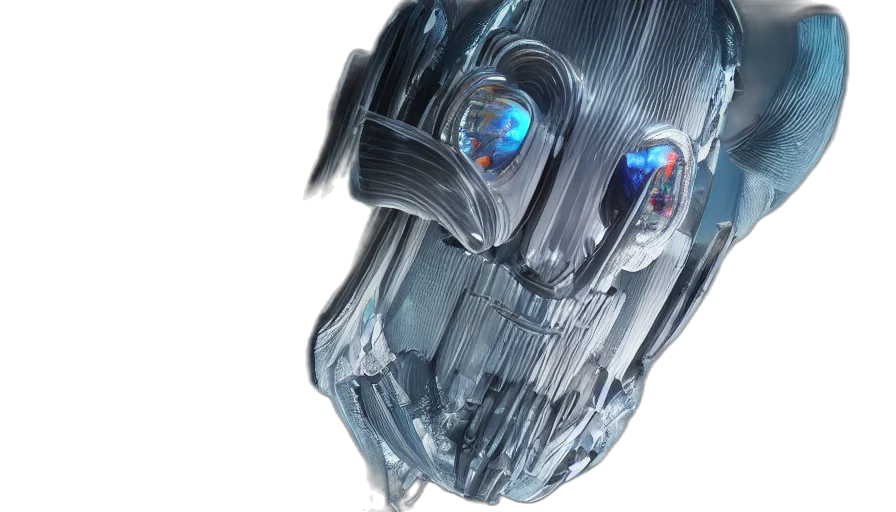 robot, mask, face, 3d render, concept art, cyberpunk, glass, artstation transparent PNG cut-out