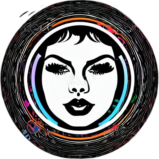 face, cartoon, comic book art, fantasy art, concept art, outer space, neon lights, dark transparent PNG cut-out