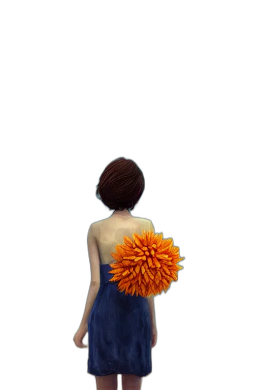 dress, flower, staff, crown, 3d render, concept art, photorealistic, pixel art transparent PNG cut-out