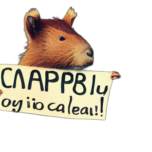 animal, realistic, high, quality, photo, capybara, holding, sign transparent PNG cut-out