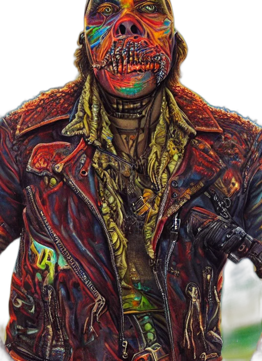 jacket, face, mask, robot, cyberpunk, photorealistic, concept art, comic book art transparent PNG cut-out
