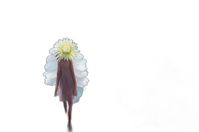 flower, crown, dress, staff, concept art, 3d render, anime, photorealistic transparent PNG cut-out