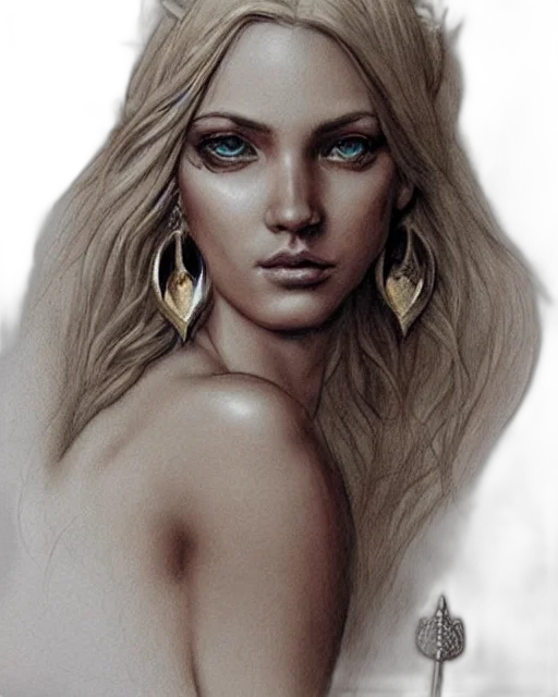 jewelry, face, fantasy art, photorealistic, concept art, comic book art, earth tones, dark transparent PNG cut-out