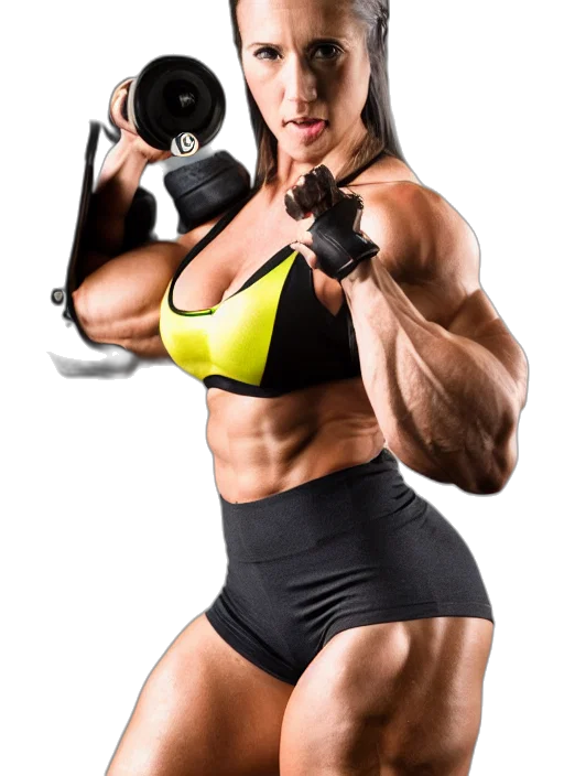 weapon, photorealistic, 3d render, studio, photoshoot, female, arnold, schwarzenegger transparent PNG cut-out
