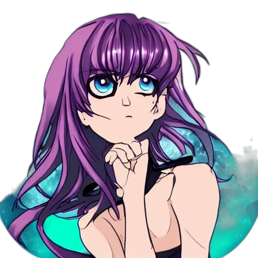 staff, anime, vaporwave, pixel art, cartoon, outer space, neon lights, blue transparent PNG cut-out