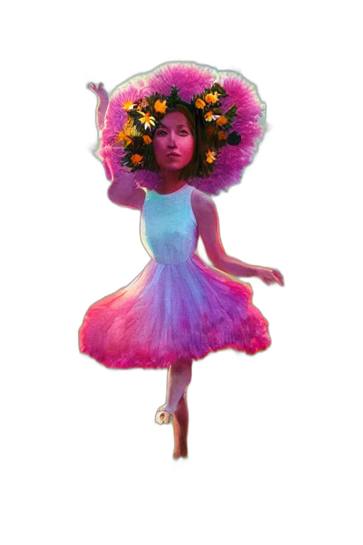 flower, dress, creature, staff transparent PNG cut-out
