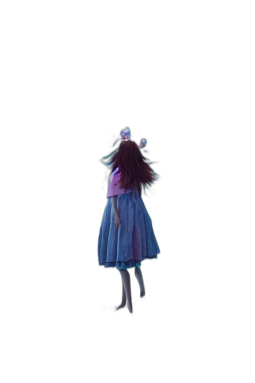 dress, hair, jacket, hat, concept art, 3d render, vaporwave, underwater transparent PNG cut-out