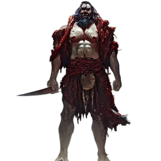 creature, staff, concept art, fantasy art, 3d render, comic book art, red, gorr transparent PNG cut-out