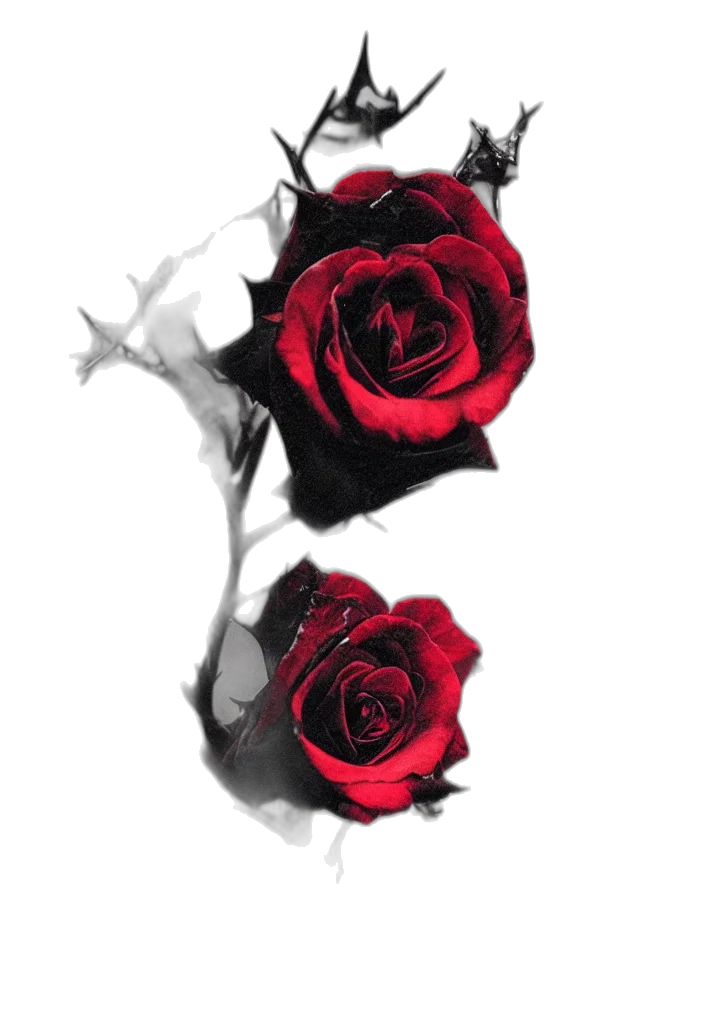 flower, crown, jewelry, photorealistic, 3d render, red, dark, beautiful transparent PNG cut-out