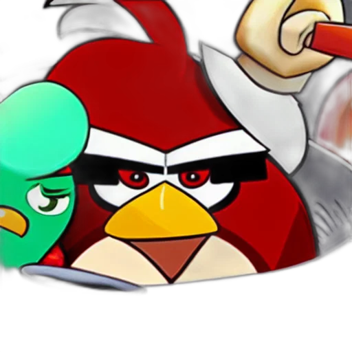 concept art, pixel art, 3d render, angry, bird, pan, picture, food transparent PNG cut-out