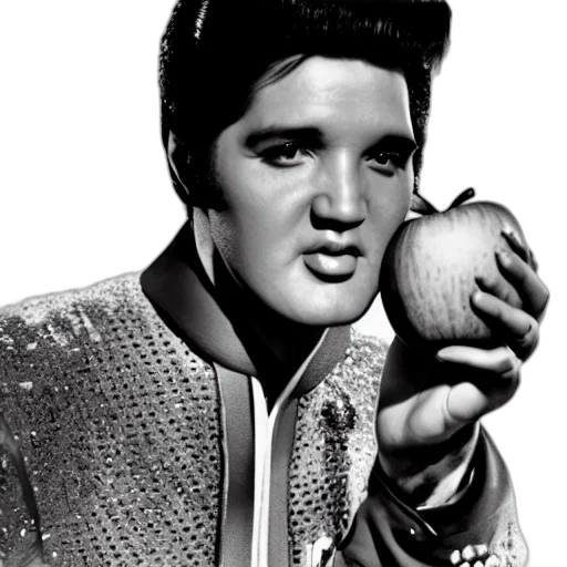 face, photorealistic, elvis, presley, eating, apple transparent PNG cut-out