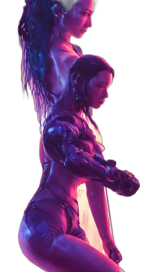 robot, weapon, sword, cyberpunk transparent PNG cut-out