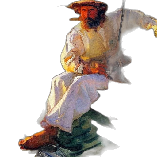 staff, hat, sword, oil painting transparent PNG cut-out