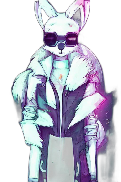 jacket, robot, mask, creature, cyberpunk, vaporwave, concept art, comic book art transparent PNG cut-out