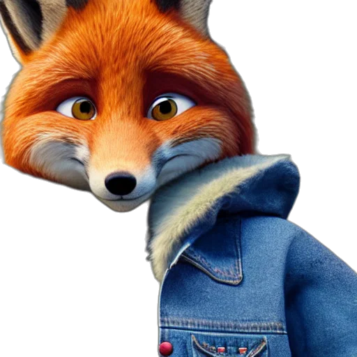 jacket, animal, 3d render, concept art, photorealistic, cartoon, upper, half transparent PNG cut-out