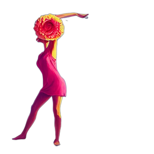 dress, flower, hair, staff, concept art, 3d render, pixel art, fantasy art transparent PNG cut-out