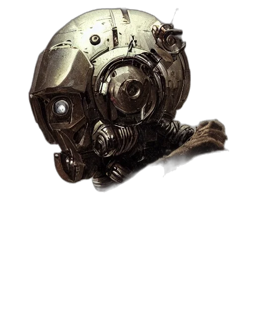 robot, mask, weapon, creature, concept art, fantasy art, watercolor, cyberpunk transparent PNG cut-out