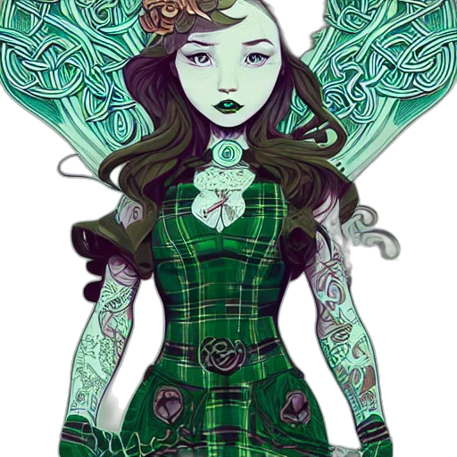 dress, fantasy art, concept art, pixel art, comic book art, green, dark, monochrome transparent PNG cut-out