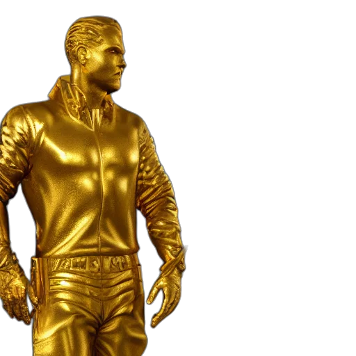 3d render, golden, portrait, usa, gold, statue, uhd, unreal transparent PNG cut-out