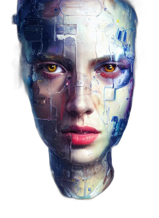 robot, face, mask, crown transparent PNG cut-out