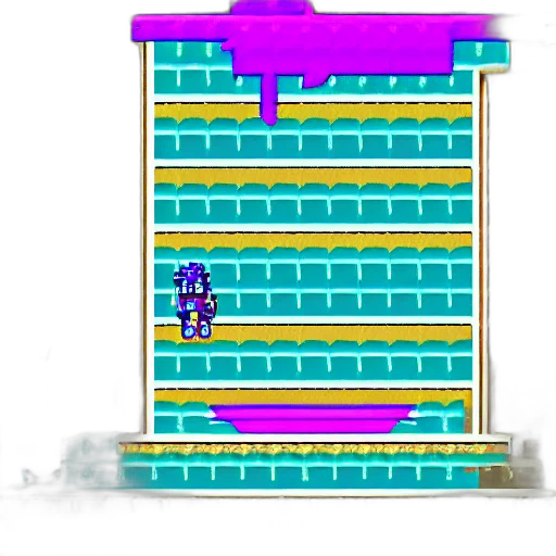 robot, building, furniture, pixel art, vaporwave, concept art, 3d render, neon lights transparent PNG cut-out