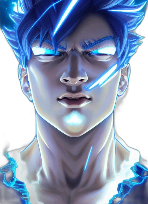 face, mask, staff, anime, comic book art, cyberpunk, fantasy art, neon lights transparent PNG cut-out