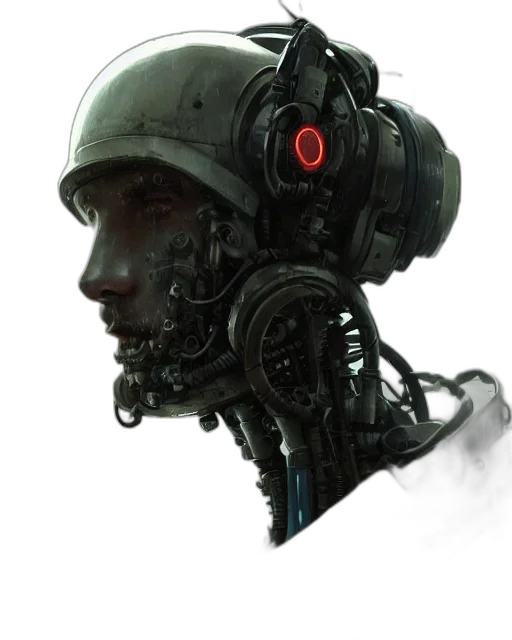 robot, face, mask, creature, cyberpunk, concept art, comic book art, 3d render transparent PNG cut-out