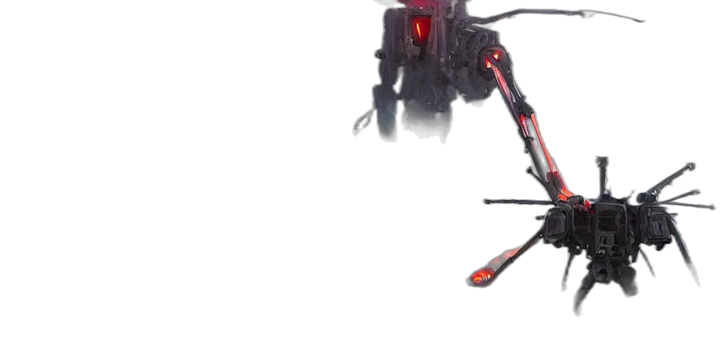 robot, weapon, staff, creature, concept art, cyberpunk, 3d render, pixel art transparent PNG cut-out