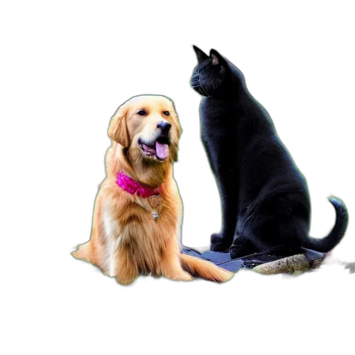 staff, animal, hat, photorealistic, golden, retriever, black, kitty transparent PNG cut-out