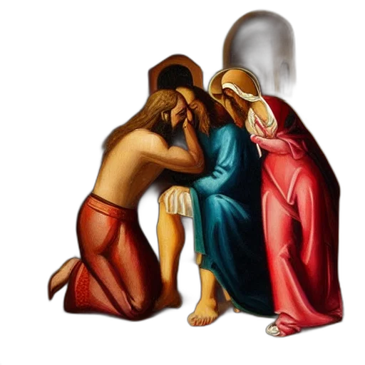 oil painting, oil, panting, jesus, kissing, prostitute, street transparent PNG cut-out