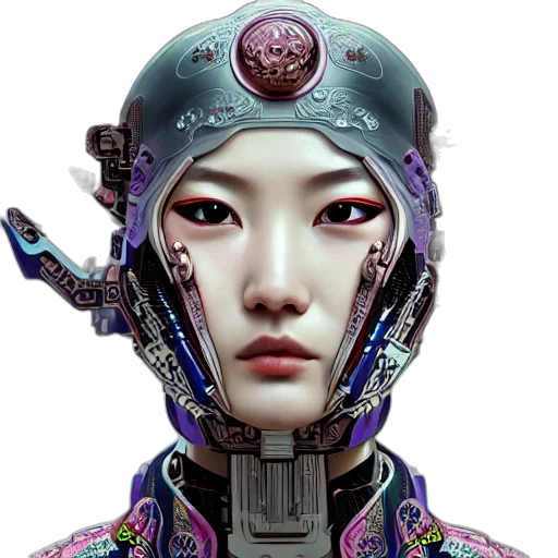 robot, face, mask, cyberpunk, concept art, photorealistic, 3d render, pastel transparent PNG cut-out