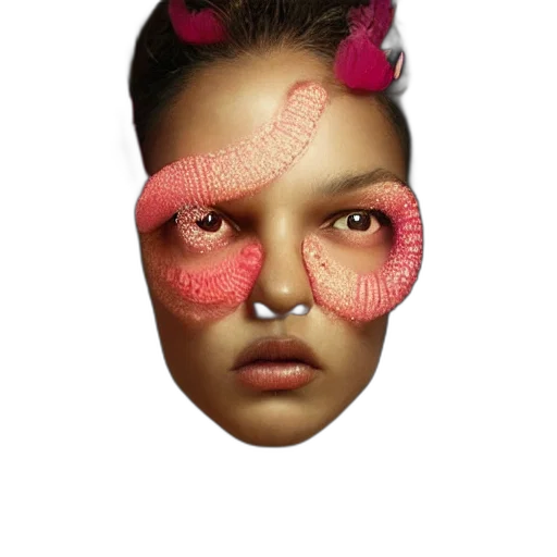 mask, face, creature, jewelry, photorealistic, 3d render, concept art, cyberpunk transparent PNG cut-out