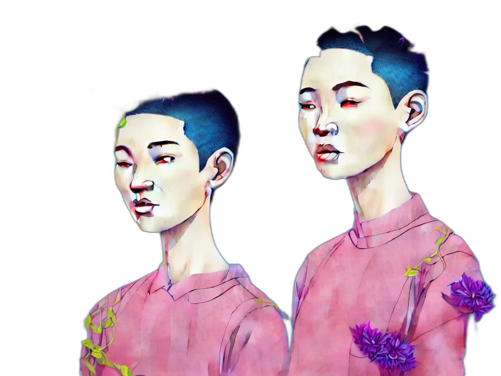face, mask, watercolor, concept art transparent PNG cut-out