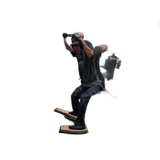 weapon, shoes, staff, robot, concept art, 3d render, pixel art, tony transparent PNG cut-out