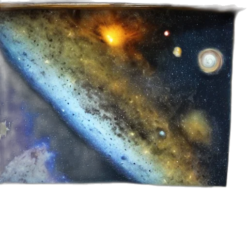 sword, watercolor, concept art, photorealistic, fantasy art, outer space, night, diorama transparent PNG cut-out