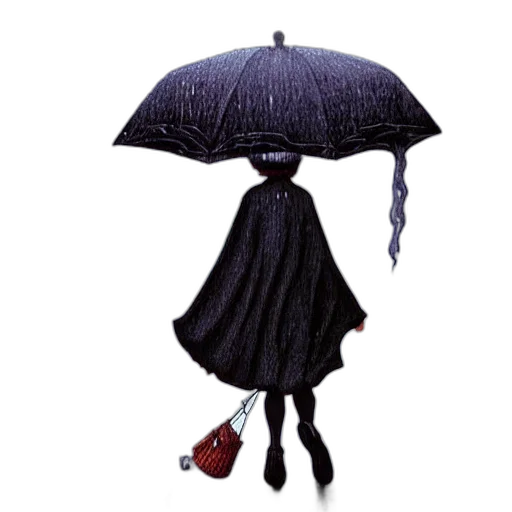 umbrella, hat, dress, staff transparent PNG cut-out