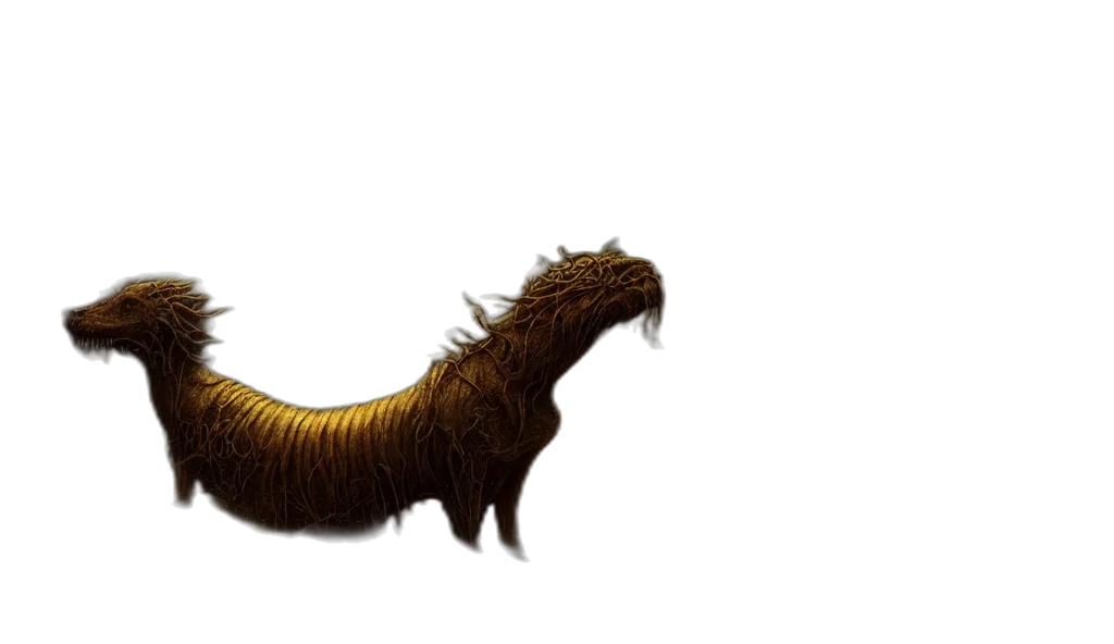 animal, hair, creature, dragon, concept art, fantasy art, photorealistic, 3d render transparent PNG cut-out