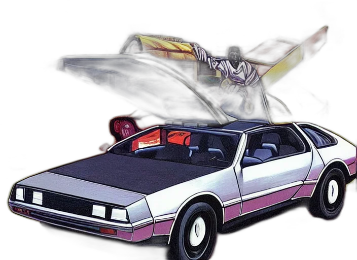car, weapon, robot, vaporwave, concept art, photorealistic, cyberpunk, fog transparent PNG cut-out
