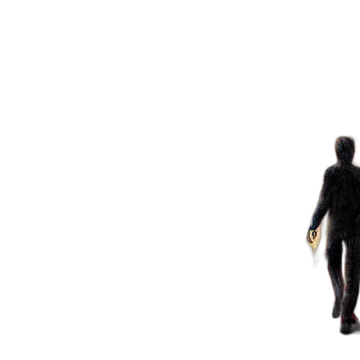 robot, staff, jacket, creature, 3d render, concept art, photorealistic, outer space transparent PNG cut-out