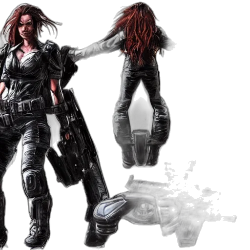 concept art, cyberpunk, comic book art, 3d render, rachel, cole, punisher, concept transparent PNG cut-out