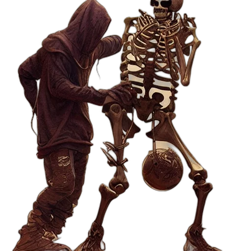 robot, staff, jewelry, mask, concept art, 3d render, skeleton, wearing transparent PNG cut-out