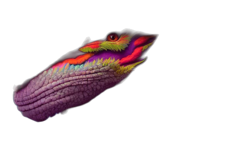 dragon, hat, animal, creature, 3d render, photorealistic, concept art, vaporwave transparent PNG cut-out