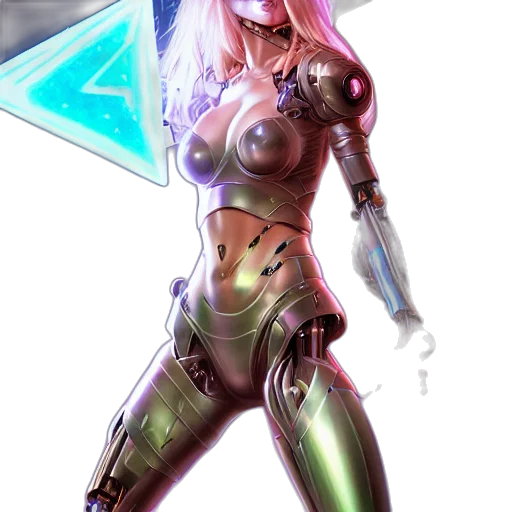 robot, weapon, sword, cyberpunk transparent PNG cut-out