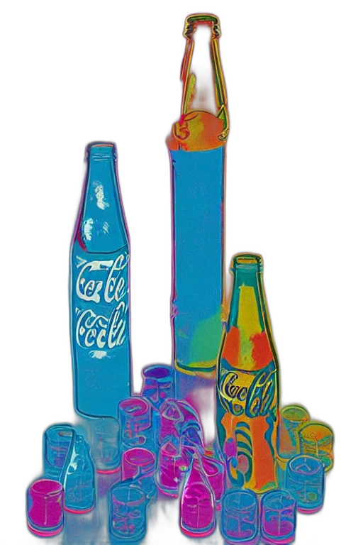 bottle, vaporwave, photorealistic, neon lights, blue, neon, colorful, ice transparent PNG cut-out