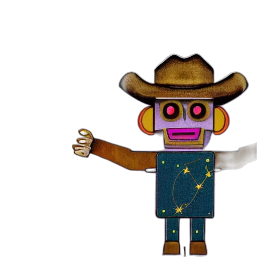 robot, staff, hat, animal, cartoon, concept art, 3d render, pixel art transparent PNG cut-out